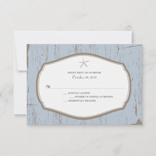 Starfish Rustic Beach Wedding RSVP (Front)