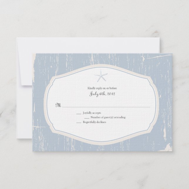 Starfish Rustic Beach Wedding RSVP (Front)