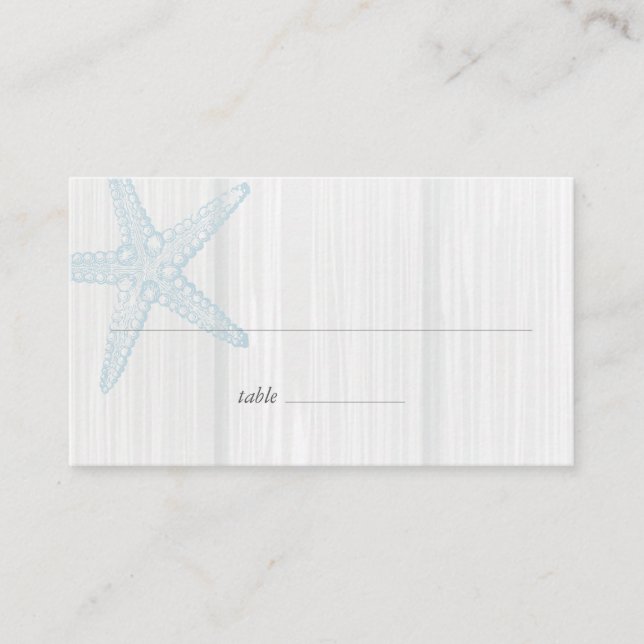Starfish Rustic Beach Wood Blue Grey Place Card (Front)