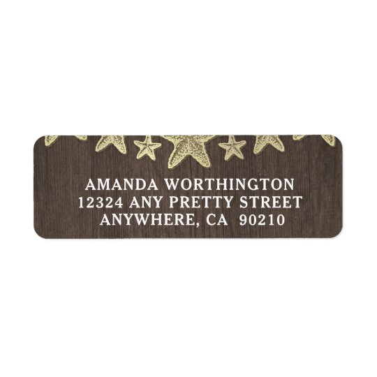 Starfish Rustic Beach Wood Wedding Address Labels