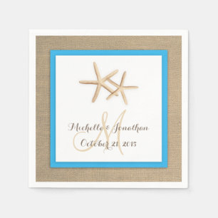 Starfish Rustic Burlap Beach Wedding Napkin