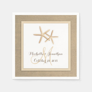 Starfish Rustic Burlap Beach Wedding Napkin