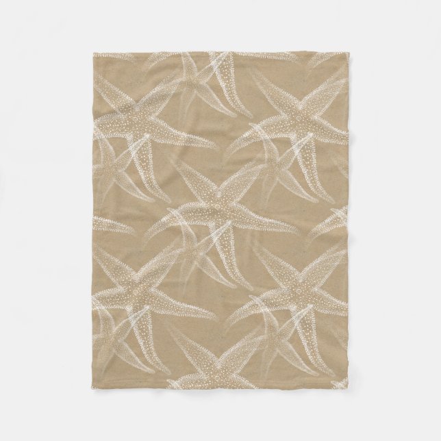 Starfish Sand Beach Fleece Blanket (Front)