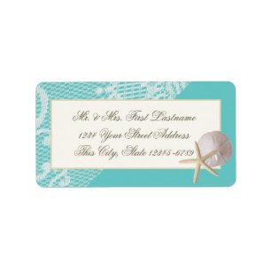 Starfish Sand Dollar and Lace Aqua Label