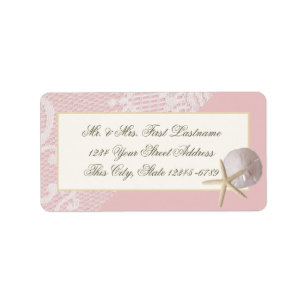 Starfish Sand Dollar and Lace Pink Label