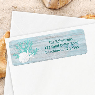 Starfish Sand Dollar Aqua Glitter Wood
