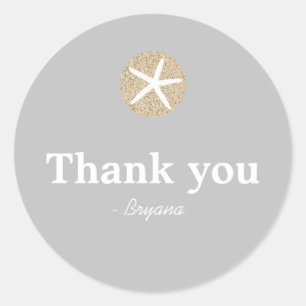 Starfish Sand Dollar Beach Wedding Favour Sticker