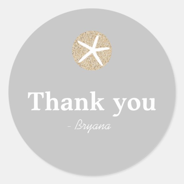 Starfish Sand Dollar Beach Wedding Favour Sticker (Front)