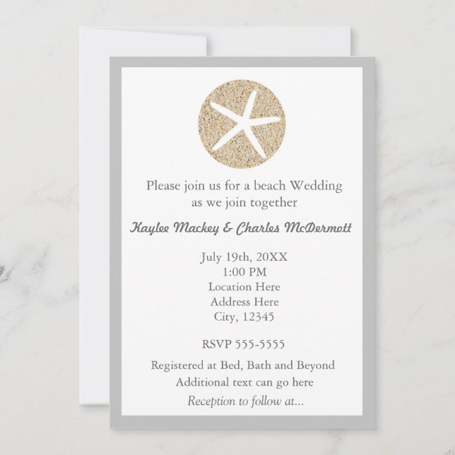 Starfish Sand Dollar Beach Wedding Invitation (Front)