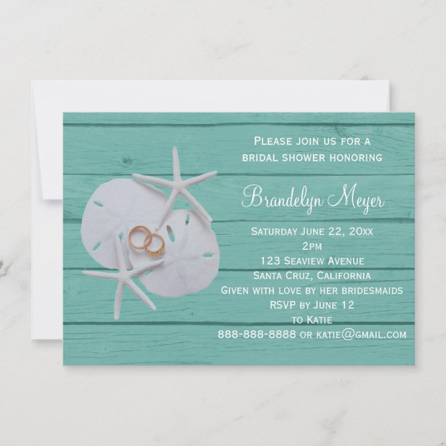 Starfish Sand Dollar Bridal Shower Invitations (Front)