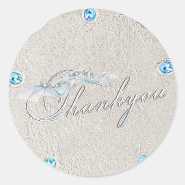 Starfish Sand Dollar Thank You Sticker (Front)