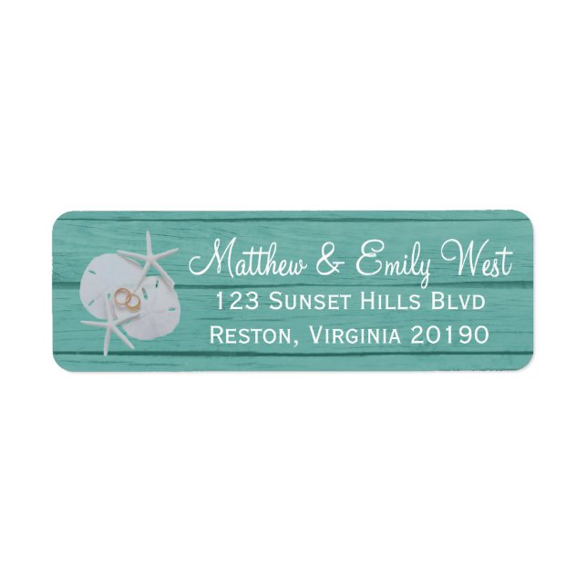 Starfish Sand Dollar Wedding Address Labels (Front)