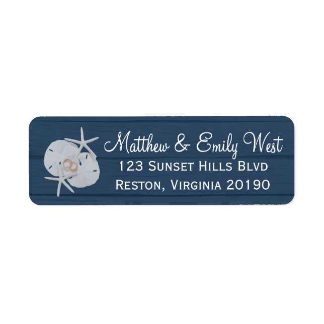 Starfish Sand Dollar Wedding Address Labels (Front)