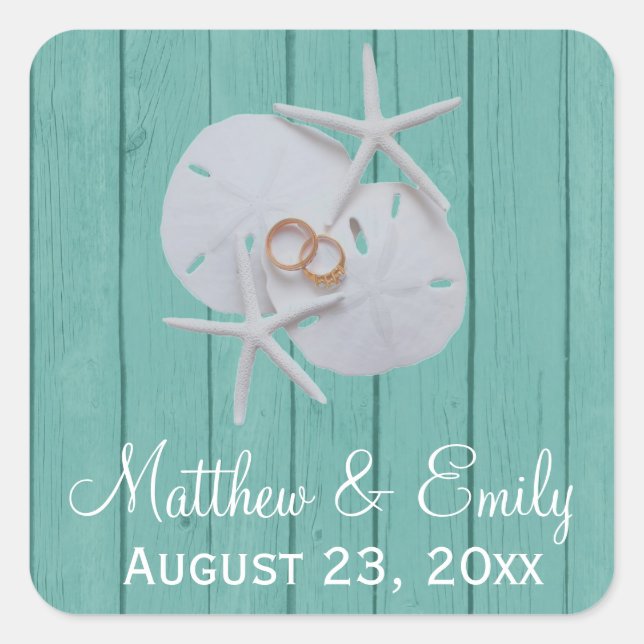 Starfish Sand Dollar Wedding Favour Stickers (Front)