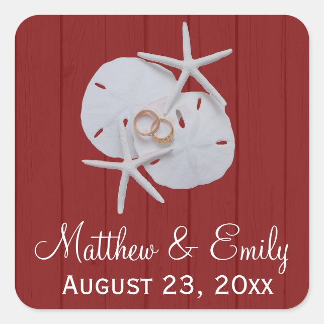 Starfish Sand Dollar Wedding Favour Stickers (Front)