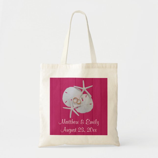 Starfish Sand Dollar Wedding Favour Tote Bags (Front)