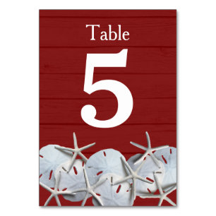 Starfish Sand Dollar Wedding Table Number Cards