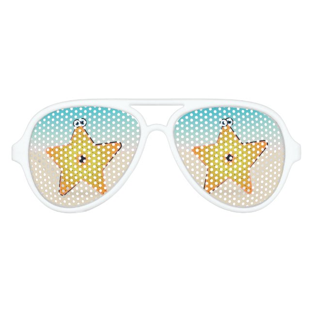 Starfish Sand Seas Beach Aviator Sunglasses (Front)