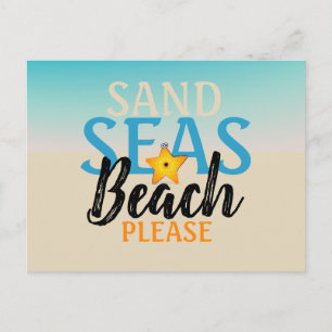 Starfish Sand Seas Beach Postcard