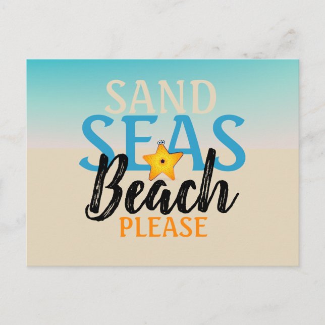 Starfish Sand Seas Beach Postcard (Front)