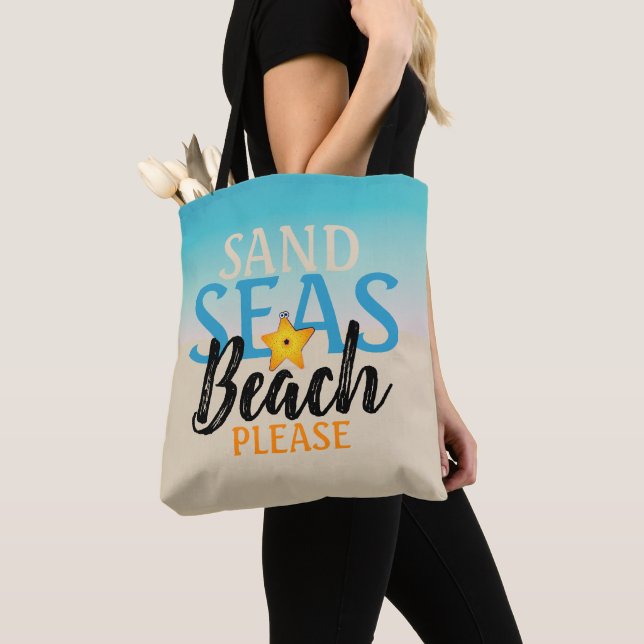 Starfish Sand Seas Beach Tote Bag (Close Up)