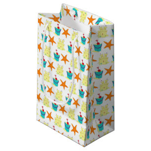 Starfish Sandcastle Beach Pail Summer Vacation Fun Small Gift Bag