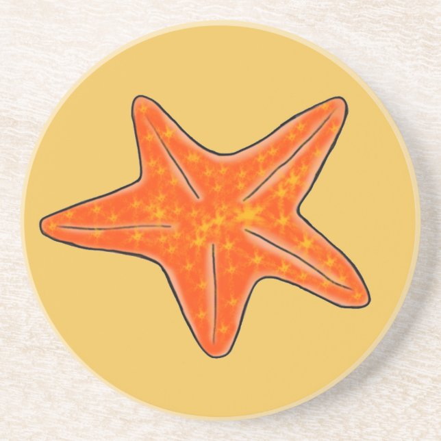 Starfish Sandstone Drink Coaster (Front)