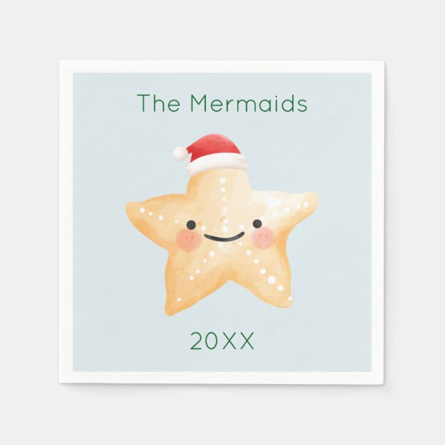 Starfish Santa Christmas Napkin (Front)