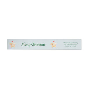 Starfish Santa Merry Christmas Wrap Around Label