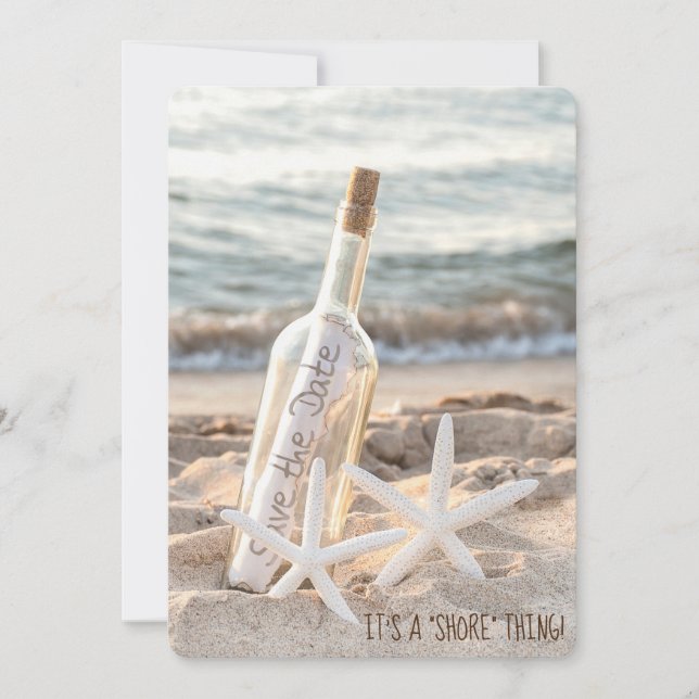 Starfish Save The Date message in a bottle (Front)