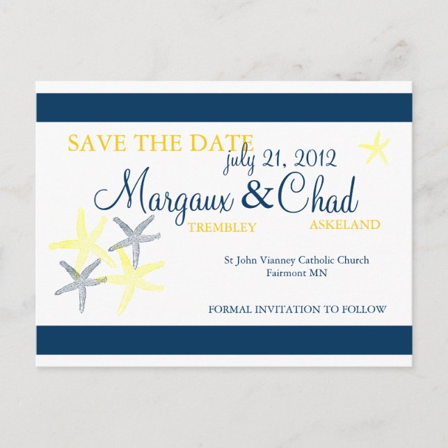 Starfish Save the Date Postcard (Front)