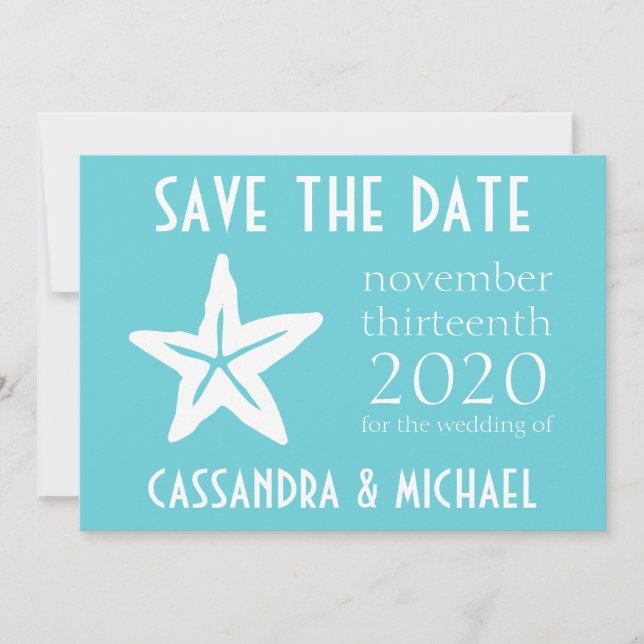 Starfish Save The Date (Teal) (Front)