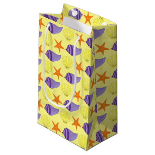 Starfish Sea Shells Beach Ocean Vacation Yellow Small Gift Bag