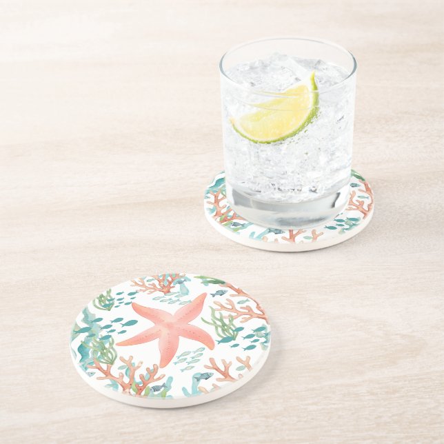 Starfish Sealife Seashells Fish  Coaster (Side)