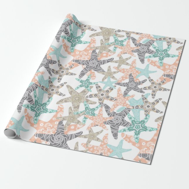 Starfish Seamless Pattern Wrapping Paper (Unrolled)