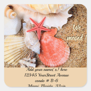 Starfish Seashell Beach return address Square Sticker