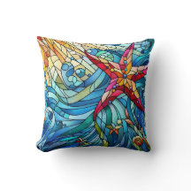 Starfish Seashell Beach Stained Glass Coastal