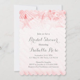 Starfish seashell custom bridal shower invitations