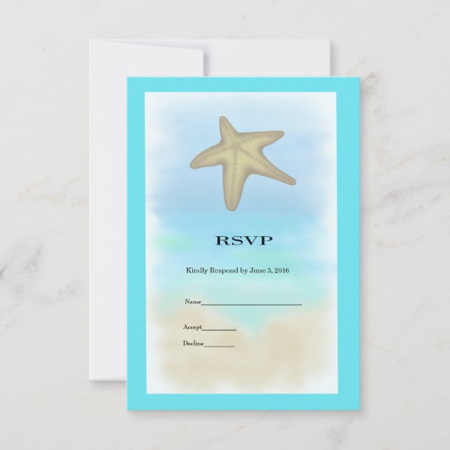 Starfish Seashell Wedding RSVP Card (Front)