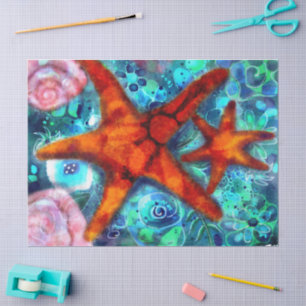 Starfish & Seashells Coastal Nautical Decoupage Tissue Paper