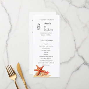 Starfish shells beach nautical wedding invitation