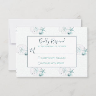 Starfish Shells Modern Elegant Beach RSVP Wedding Card
