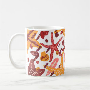 Starfish Shells: Scandinavian Sea Pattern Coffee Mug