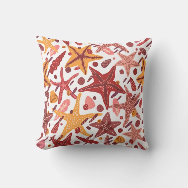 Starfish Shells: Scandinavian Sea Pattern Cushion (Front)