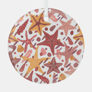 Starfish Shells: Scandinavian Sea Pattern Glass Tree Decoration