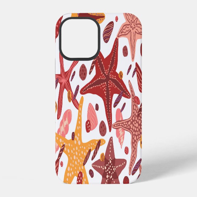 Starfish Shells: Scandinavian Sea Pattern iPhone Case (Back)