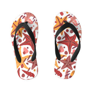 Starfish Shells: Scandinavian Sea Pattern Kid's Flip Flops
