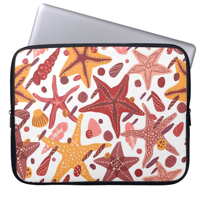 Starfish Shells: Scandinavian Sea Pattern Laptop Sleeve (Front)