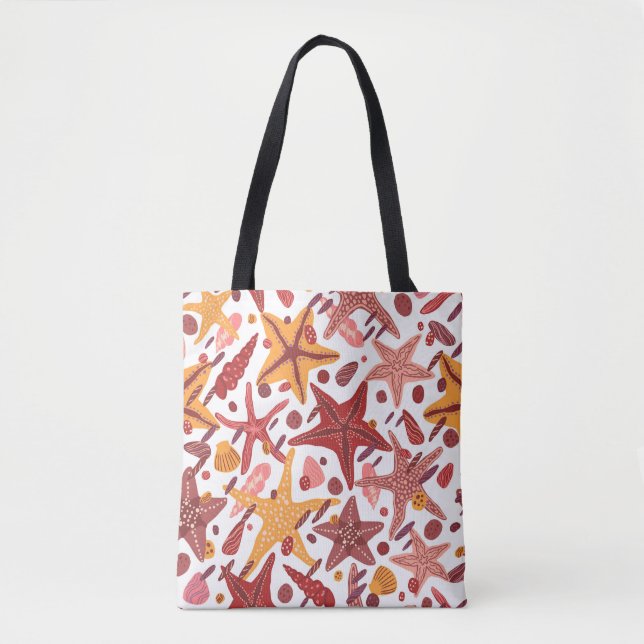 Starfish Shells: Scandinavian Sea Pattern Tote Bag (Front)