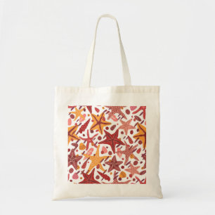 Starfish Shells: Scandinavian Sea Pattern Tote Bag
